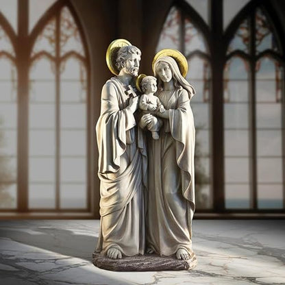 Avalon Gallery Garden Statue - Mary Joseph & Jesus Stone-Resin Devotional Sculpture, 25.5”H, Holy Family