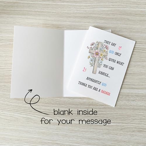 Apparently God Thinks You Are a Badass Christian Card Funny Get Well Cards Heartwarming Encouragement Gift Friend Family Coworker Bestie Faith Prayer