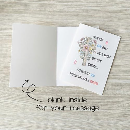 Apparently God Thinks You Are a Badass Christian Card Funny Get Well Cards Heartwarming Encouragement Gift Friend Family Coworker Bestie Faith Prayer