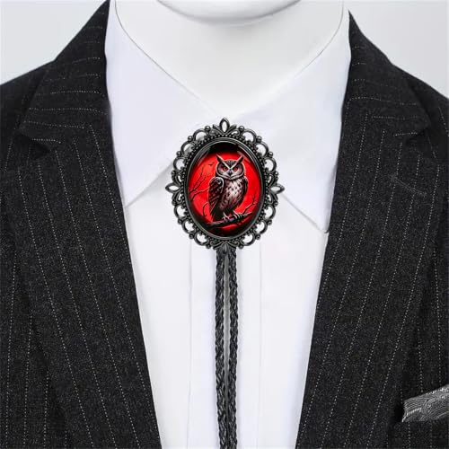 GelConnie Gothic Bolo Tie for Men Women 3D Art Western Cowboy Necktie - color: Owl Bolo Tie
