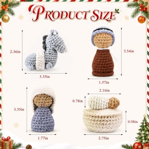 Wesiti Crochet Christmas Nativity Set with Stable House Nativity Scene