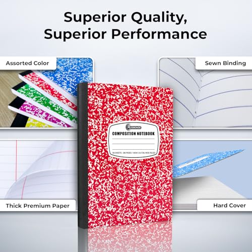 Rosmonde 2000 Pack Composition Notebooks Bulk, Wide Ruled, Assorted Marble - size: 2000 Pack