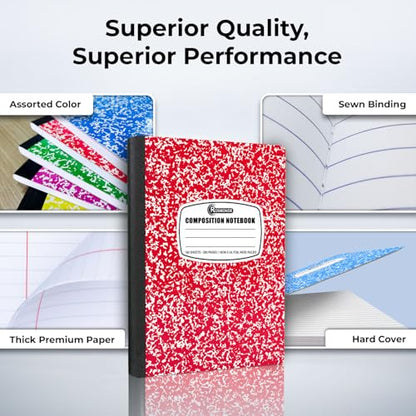 Rosmonde 1000 Pack Composition Notebooks Bulk, Wide Ruled, Assorted Marble - size: 1000 Pack