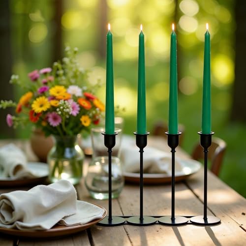 4 Pack Green Taper Candles丨Taper Candles 10 Inch Dripless丨Unscented & Smokeless Candlesticks Bulk丨7-8 Hours Long Burning Tall Candles丨Ideal for Christmas Weddings Parties Dinner - color: Green, size: 4 Pack Taper Candle