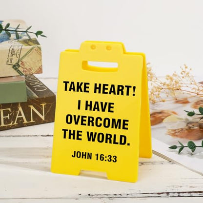 Inspirational Christian Bible Verse - Take Heart! I Have Overcome the World, Quote John 16:33, Positive Office Religion Decor for Women Men Friend Galentines Valentines Day Birthday Gifts - style: I Have Overcome the World