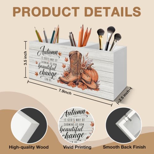 Christian Fall Western Pen Pencil Holder Organizer for Desk - color: Fall 01