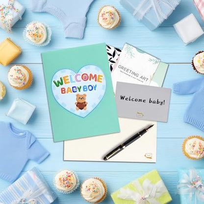 GREETING ART New Baby Boy Card, Baby Shower Pop Up Card for Boy - color: Baby Boy