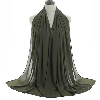 LMVERNA Solid Color Bubble Chiffon Scarf for Women Fashion Soft Hijab Long Scarfs Wrap Scarves - color: Bw-gn