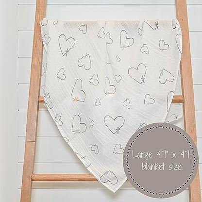 LollyBanks Muslin Swaddle Blanket, 47 x 47 in, Newborn Receiving Blanket - color: The Love of Christ