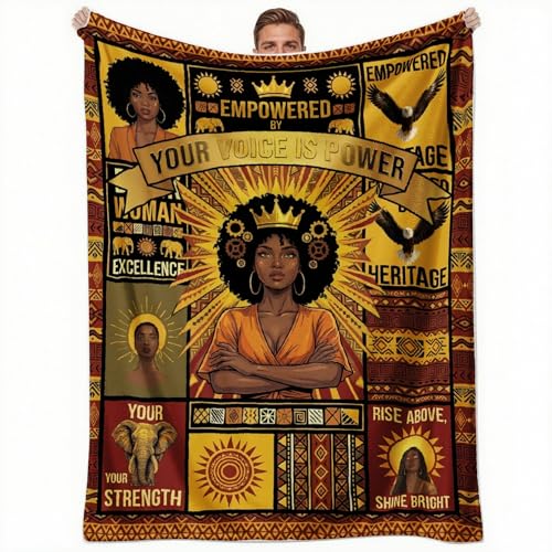 African American Black Girl Women Blanket - Christian Birthday Gifts Blanket- Inspirational Flannel Religious Spiritual Throw Blanket Home Decor 50x60inch - color: Hrmt5