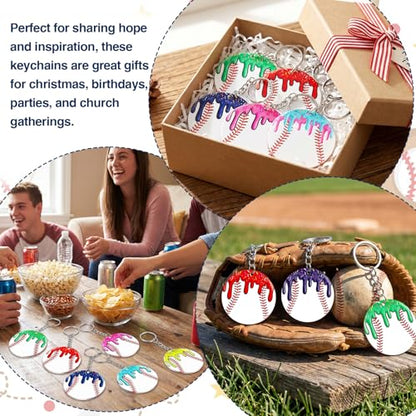 clothmile 100 Pcs Bible Verse Keychains Christian Keyrings Marble Keychains Acrylic Religious Key Rings for Women - color: Baseball