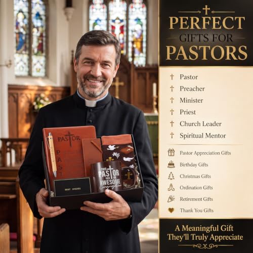 7 Pcs Pastor Appreciation Gifts for Men, Brown - color: Brown