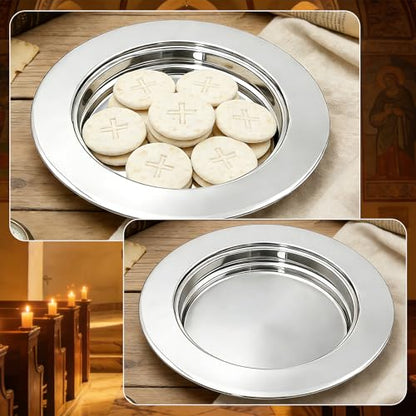 Bread Silver Premium Communion Trays for Churches, Stainless Steel Communion Set, Church Communion Bread and Serving Supplies - color: 1pcs Silver Bread Plate
