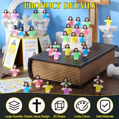 CroBlissful 100 Sets Mini Jesus Figurines Glow in Dark, Open Your Arms - style: Open Your Arms