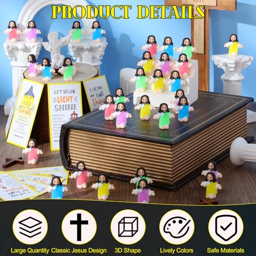 CroBlissful 100 Sets Mini Jesus Figurines Glow in Dark, Open Your Arms - style: Open Your Arms