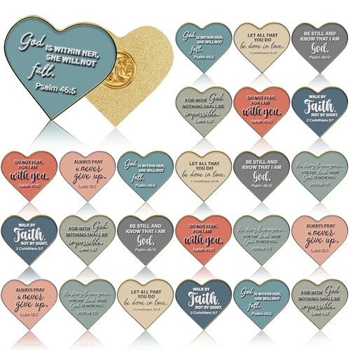 Landical 24 Pcs Jesus Christian Pins - style: Heart