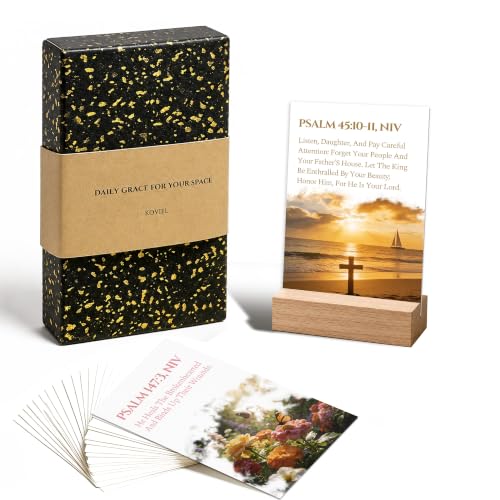 60 Landscape Bible Verse Cards with Stand - Encouragement & Inspiration Scripture Cards - Mini Prayer Cards Christian Gifts with Display Holder - Uplifting Bible Verses for Desk Decor (2.1x3.3") - color: POETIC SCENERY