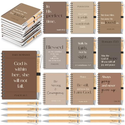 Eaasty 10 Sets Christian Gifts Bulk Bible Notebook with Pen, Black, Brown - color: Black, Brown