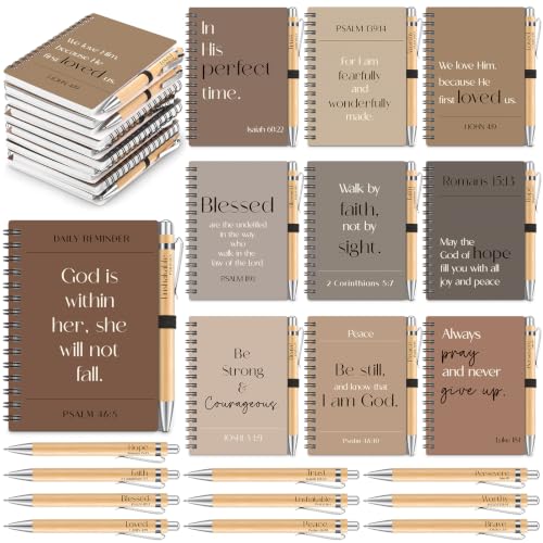 Eaasty 10 Sets Christian Gifts Bulk Bible Notebook with Pen, Black, Brown - color: Black, Brown