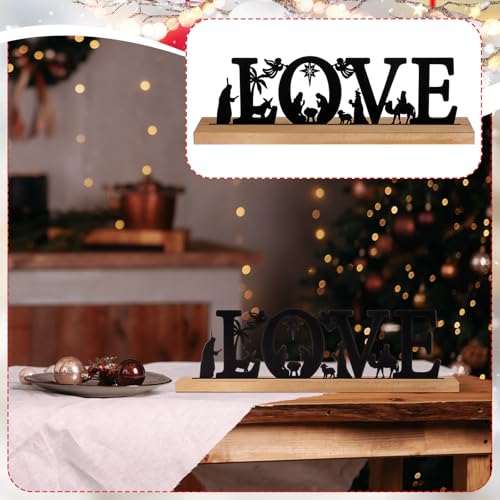 Pinkunn Metal Nativity Scene, Black Nativity Love Sign for Christmas - style: Love