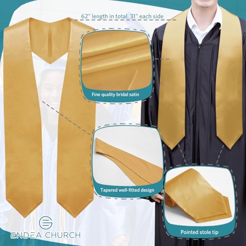 Premium Choir Traditional Stole - Solid Color - Satin - Unisex - color: Antique Gold