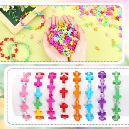 UPINS Cross Beads,1200Pcs Christian Beads for Bracelets Jewelry Making - color: Multicolor for Cross