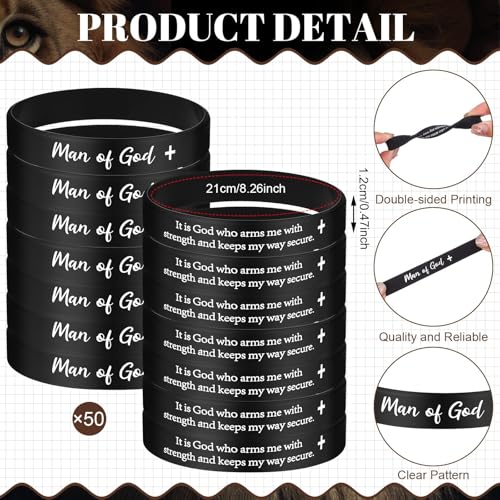 50 Sets Man of God Gifts Bulk Christian Ballpoint Pens with Man of God Bracelets Wristbands Bible Verse Cards for Father Church Dad Godfather Pastor Office Employee Religious Party Favors (Style A) - style: Style A