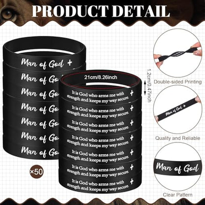 50 Sets Man of God Gifts Bulk Christian Ballpoint Pens with Man of God Bracelets Wristbands Bible Verse Cards for Father Church Dad Godfather Pastor Office Employee Religious Party Favors (Style A) - style: Style A