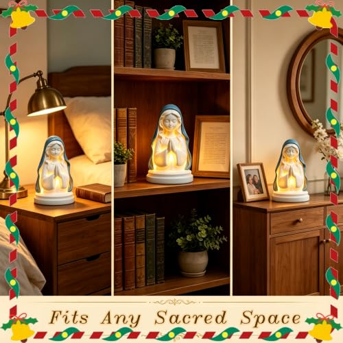 Birthday Gifts for Mom,5" Blessed Mother Mary Praying Lamp - color: Pray