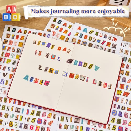 800Pcs Magazine Letter Stickers, Number Alphabet for Journal Scrapbook - color: Letter Stickers