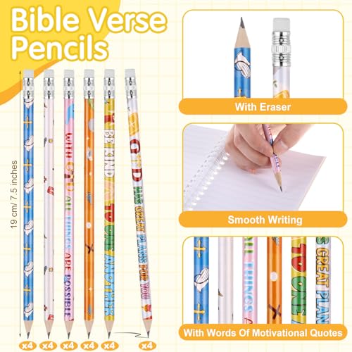 Crtiin 48 Pcs Christian Notepads Pencil Set, Kids School Bible Gifts, White - color: White, style: White Jesus