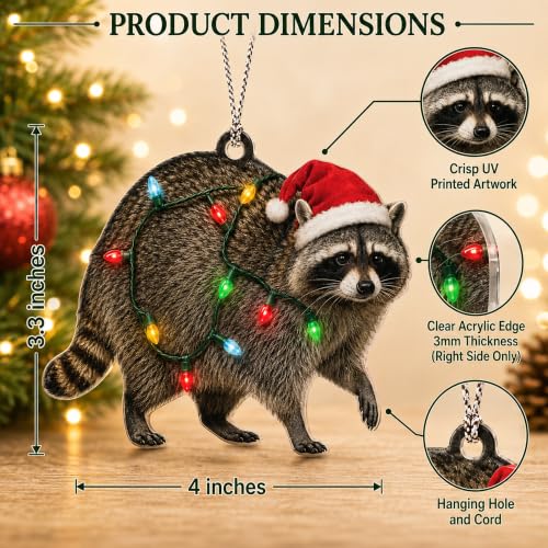 Funny Christmas Ornaments, Racoon Gifts for Women, Raccoon Ornament, Christmas Funny Gifts, Christmas Ornaments Christmas Decorations - color: Raccoon1