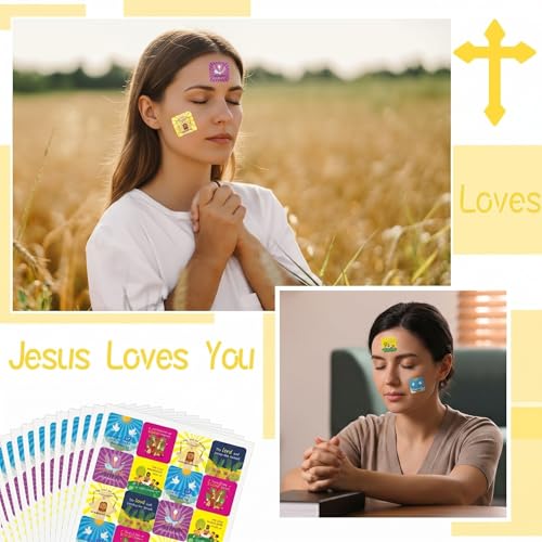 Junkin 480 Pcs Religious Stickers, Jesus Loves You Themed Stickers, Bright - style: Bright