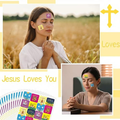 Junkin 480 Pcs Religious Stickers, Jesus Loves You Themed Stickers, Bright - style: Bright