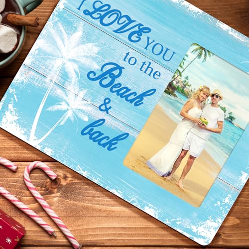 Beach Picture Frame Gifts for Couples, I Love You Beach Wedding Wooden Picture Frames, 4x6 inch Photo - color: Purple