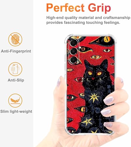 Black Cat Case for Samsung Galaxy A17,Hippie Psychedelic Art Collage,Trendy Soft TPU Bumper Case,SA17 - color: Black Cat, size: Samsung Galaxy A17