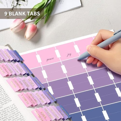 Taja Bible Tabs, 75 Large Print Index Tabs for Women & Men - color: E-violet Ombre