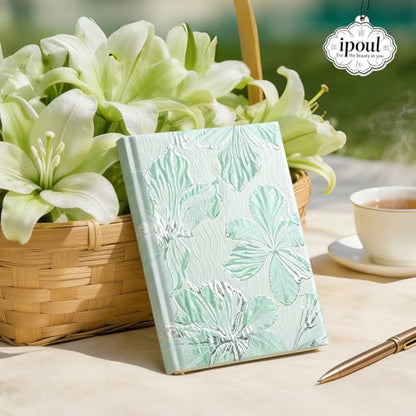Flower Notebook, Hardcover, Lay Flat, A5, 6x8, Wide Ruled Pages, Writing Journal for Women, Pretty Notebook, Recipe Journal, Garden Journal, Gratitude Journal, Lily Gifts, Green - color: Lily Green