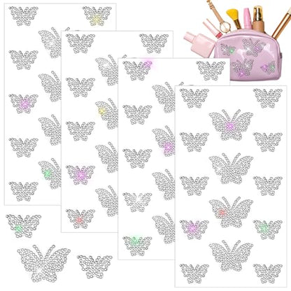 Epakh 84 Pcs Silver Butterfly Stickers Glitter Bling Rhinestone Sticker - color: Silver, size: Butterfly
