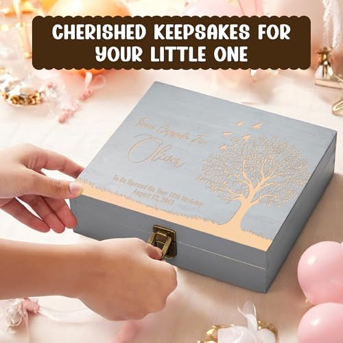 Personalized Time Capsule Box, Engraved Wooden Keepsake Box with Lid - style: 13. Time Capsule Designs