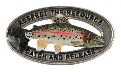 Rainbow Trout Pin, Catch and Release, Lapel, Hat, Pins, Brooch, Brooches, Jewelry, Gift, Handmade in the USA, 200 Fish Designs Available. - color: Hand Painted