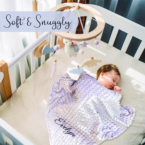 Embroidered Blanket Baby – Beautiful Monogrammed Large Personalized for Boys and Girls Soft Polyester with Custom Name 28 x 34-inch Purple - color: Purple