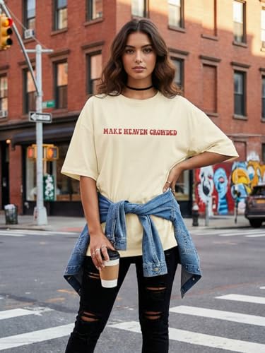 Christian Shirts for Women Faith Over Fear Oversized Graphic Tees - color: Apricot, size: Medium