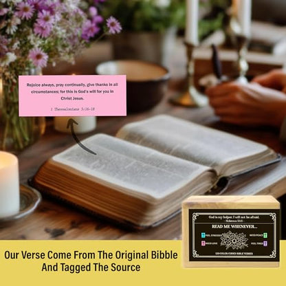 Personalized Get Well Soon Bible Verse Box with 150 Color-Coded Scripture Cards, Custom Name Prayer Box with Wooden Pocket Cross, Read Me Whenever Cards, Christian Encouragement Gift - color: Get Well Soon