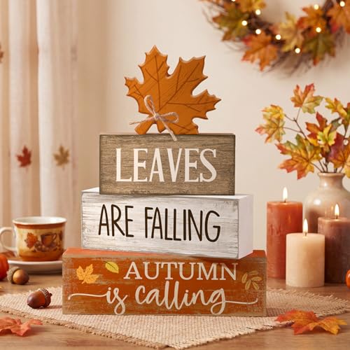 Lineshading 4 Pcs Fall Table Decor Wooden Maple Leaf, Autumn Leaves Sign - style: Autumn Cup