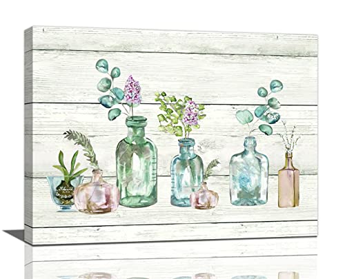 Farmhouse Bathroom Botanical Flower Wall Art Floral Bathroom Pictures Wall Decor Bottles and Plants Canvas Prints Framed Modern Painting Artwork for Kitchen Bedroom Living Room Office 16"x12" - color: Flower-16, size: 16"L x 12"W