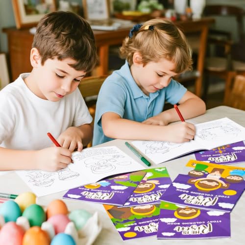 Bulk He is Risen Coloring Books,24Pcs Easter Story Drawing Booklet for Kids - style: Easter