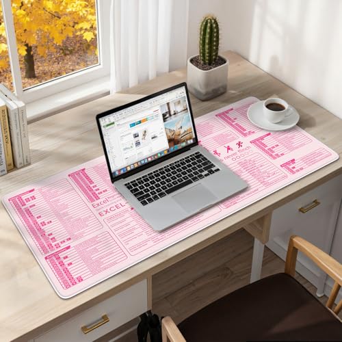 iCasso Pink Excel Cheat Sheet Desk Mat with Excel for Dummies - color: Pink