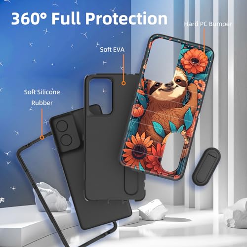 for Moto G Stylus 5G 2024 Case Built in Kickstand,Heavy Duty Protective Shockproof 3-Layer Full Body Rugged Phone Cover for Motorola Moto G Stylus 5G 2024,Cute Sloth - color: Cute Sloth