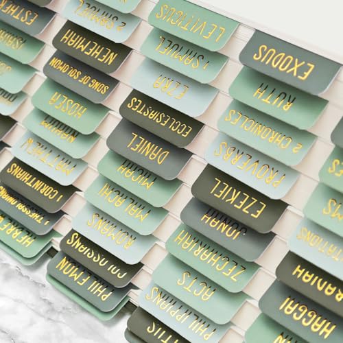Laminated Bible Tabs for Women and Men, Gold Foil Embossed Lettering - style: Olive Green